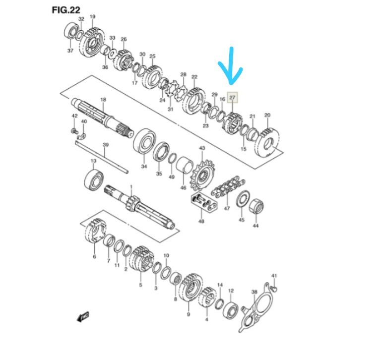 00129c2fb5e242b57fac07dd6ba0e3c6.jpg Шестерня 6-ой передачи Suzuki 24361-44H00-000 23T