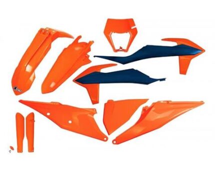 UFO Комплект пластика с защитой вилки KTM EXC 125 20-21, EXC 250/300 20-23, EXC-F 250/350/450/500 20-23 OEM оранжево-синий