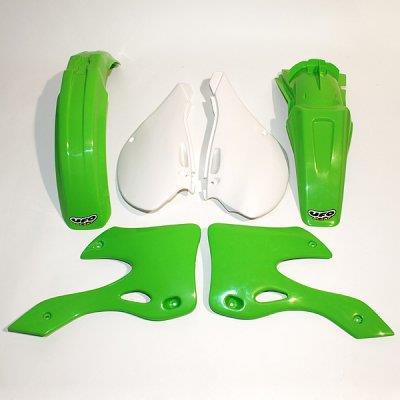 Комплект пластика UFO KAKIT200999 Kawasaki KX 125/250 00-02 цвет OEM зелено/белый