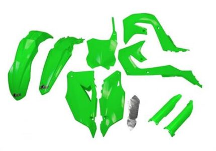 UFO Комплект пластик с защитой перьев Kawasaki KXF 250 21-24, KXF 450 19-23 зеленый